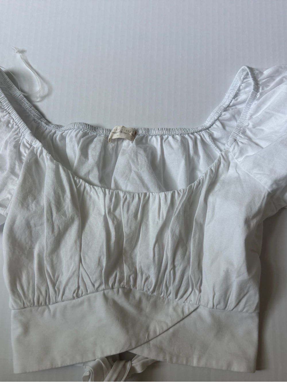 Altar'd State White Cropped Puff-Sleeve Top